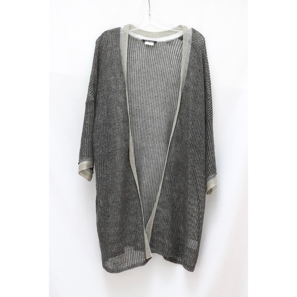 Marina Rinaldi Knit Cardigan Grey Metallic 2X oversized sweater plus size linen